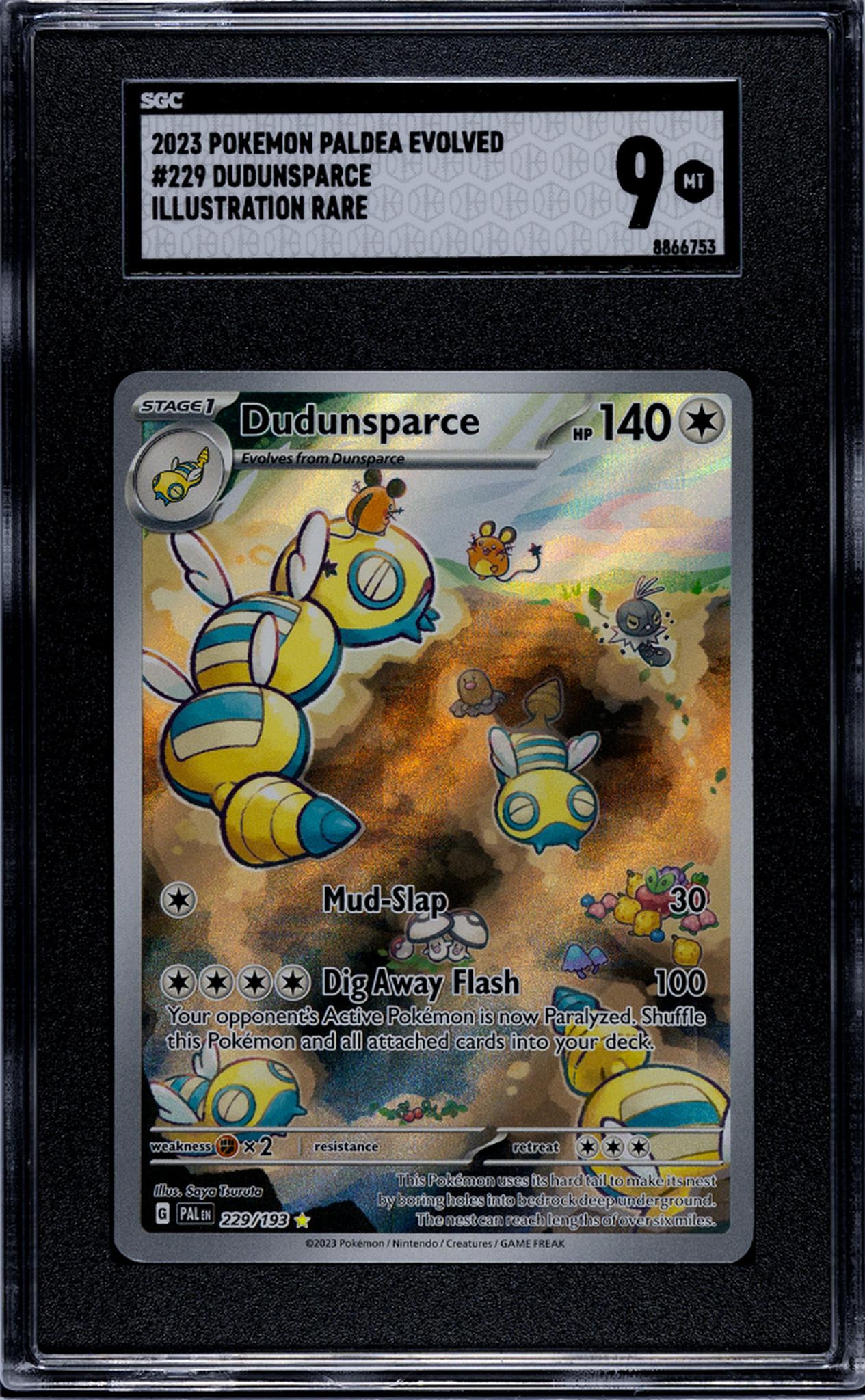 2023 Pokemon Paldea Evolved Illustration Rare Dudunsparce #229 SGC 9