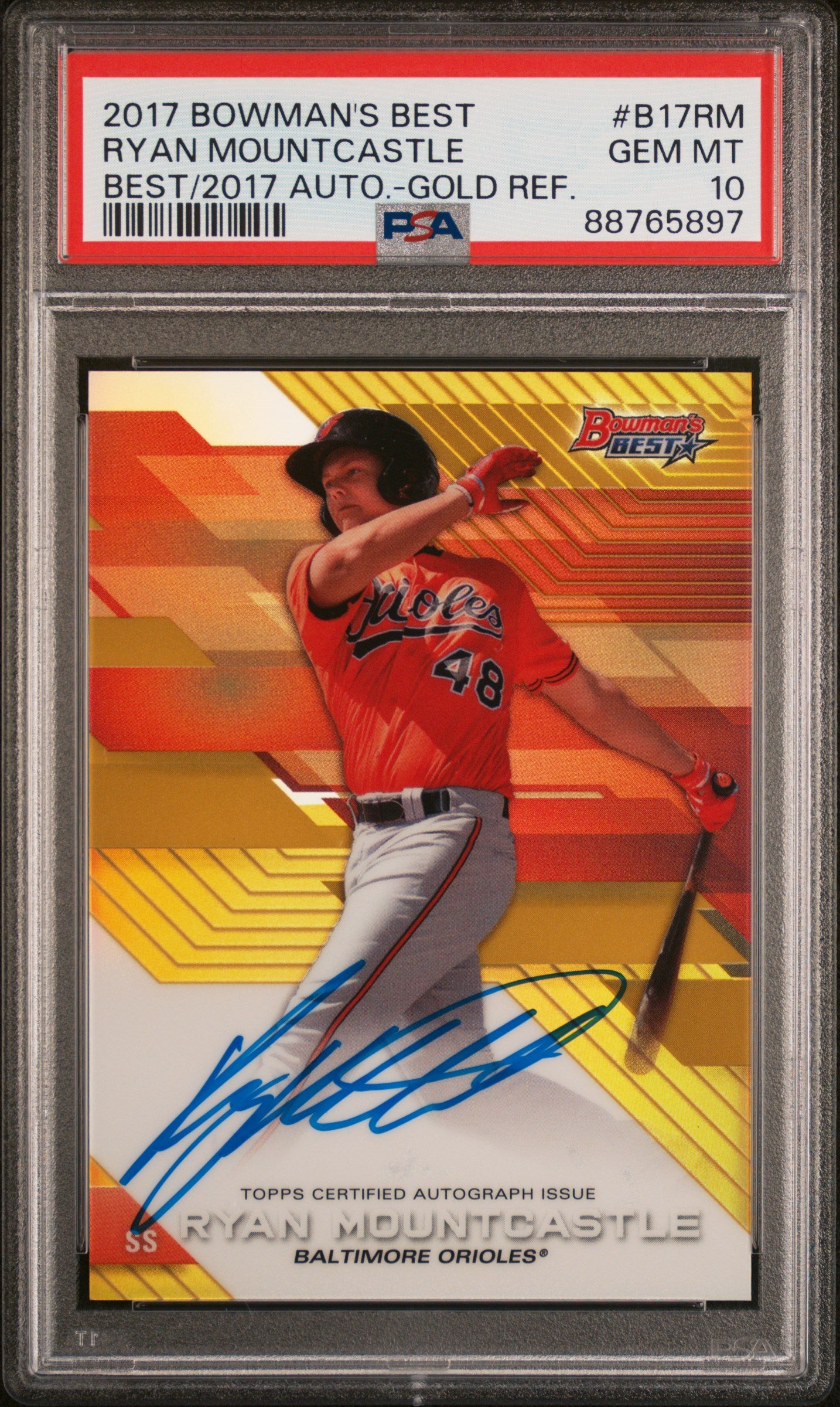 2017 Bowman's Best Gold Ryan Mountcastle #B17RM Auto /50 PSA 10