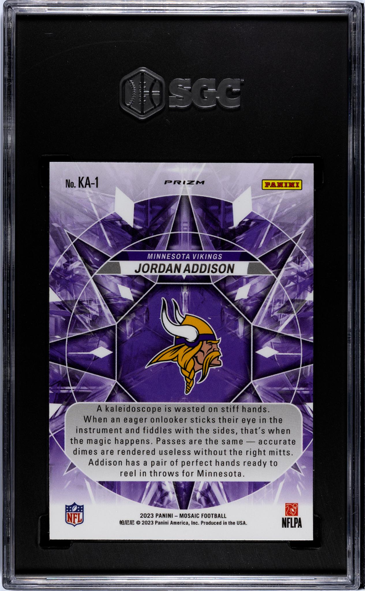 2023 Panini Mosaic Kaleidoscopic Jordan Addison #KA-1 RC SGC 9.5