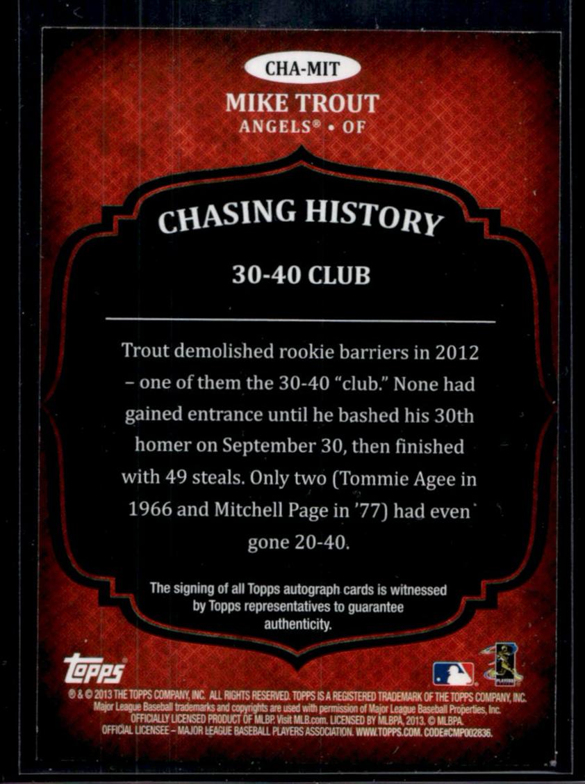2013 Topps CHA-MIT Mike Trout Chasing History Angels Auto
