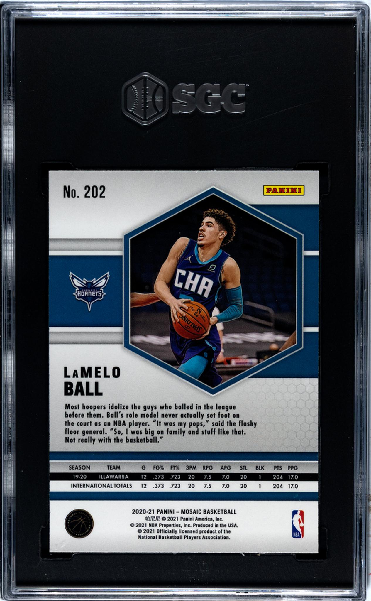 2020-21 Panini Mosaic #202 Lamelo Ball SGC 9.5