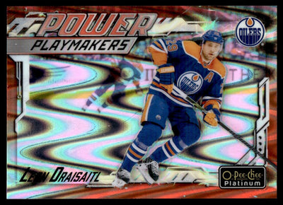 2024-25 O-Pee-Chee Platinum Leon Draisaitl #PM-14 Power Playmakers Orange Ray /15
