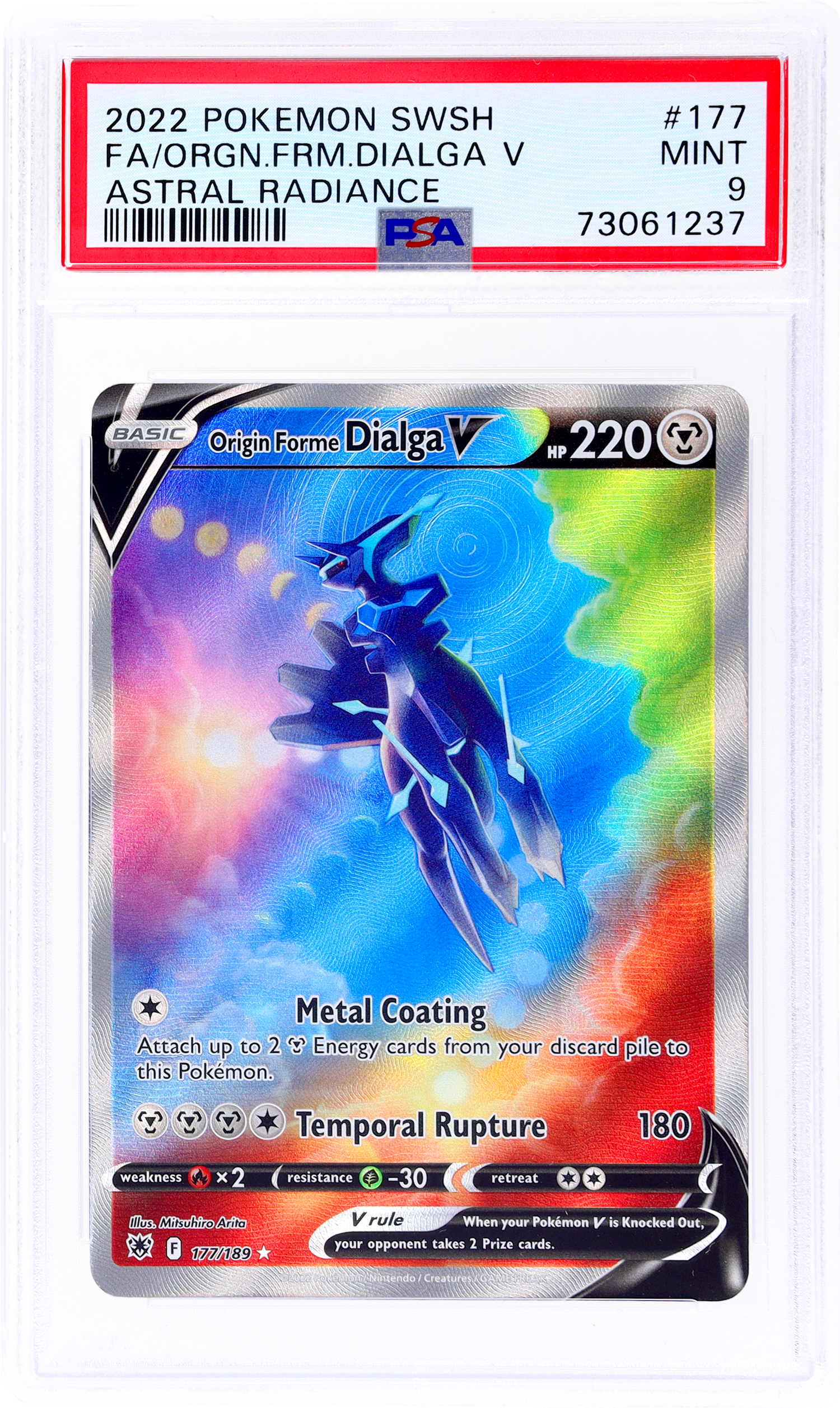 2022 Pokemon Sword and Shield Astral Radiance #177 Origin Forme Dialga V PSA 9