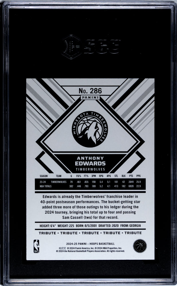 2024 Panini Hoops Anthony Edwards #286 SGC 10