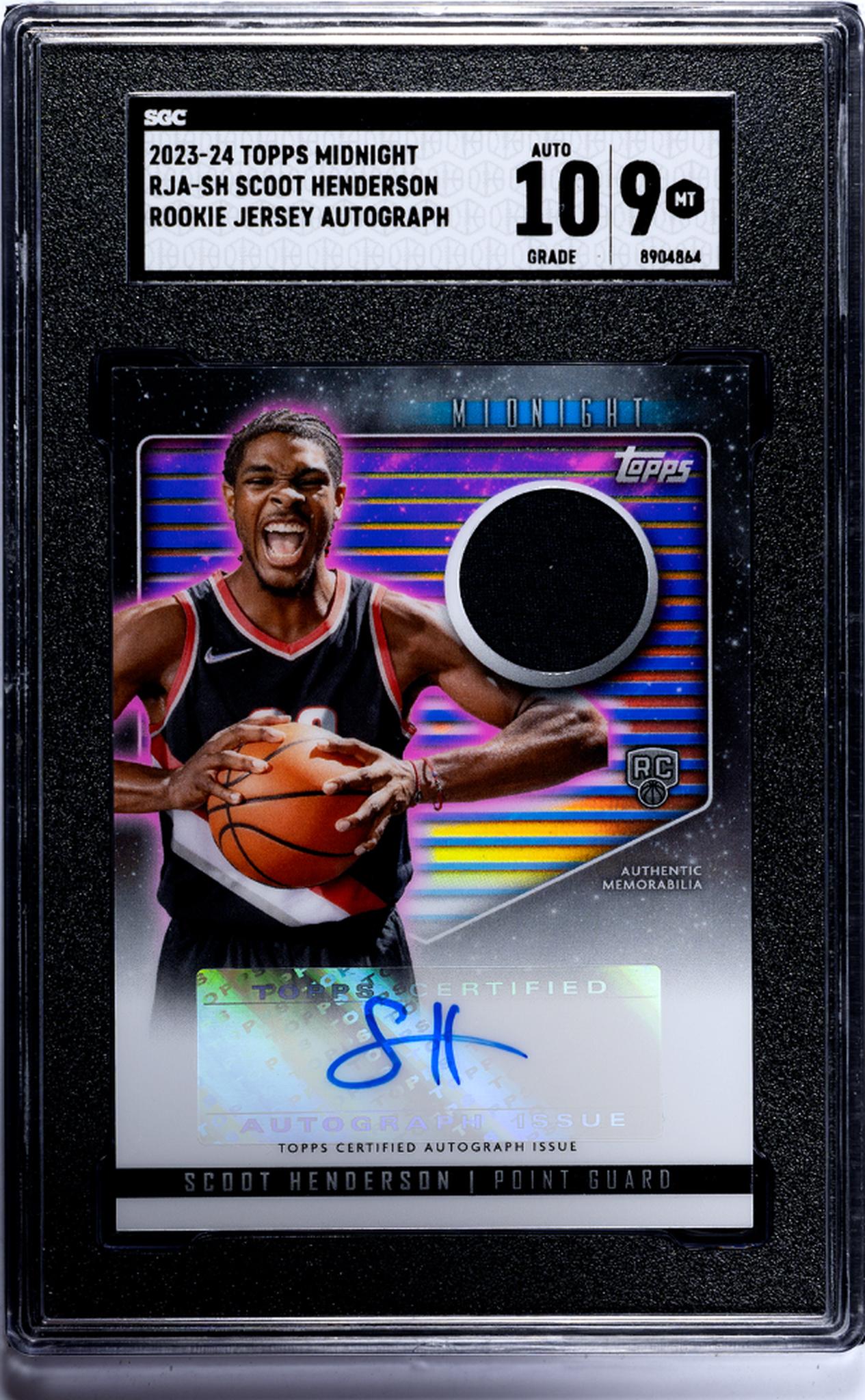 2023 Topps Midnight #RJA-SH Scoot Henderson Rookie Jersey Autograph Auto SGC 9