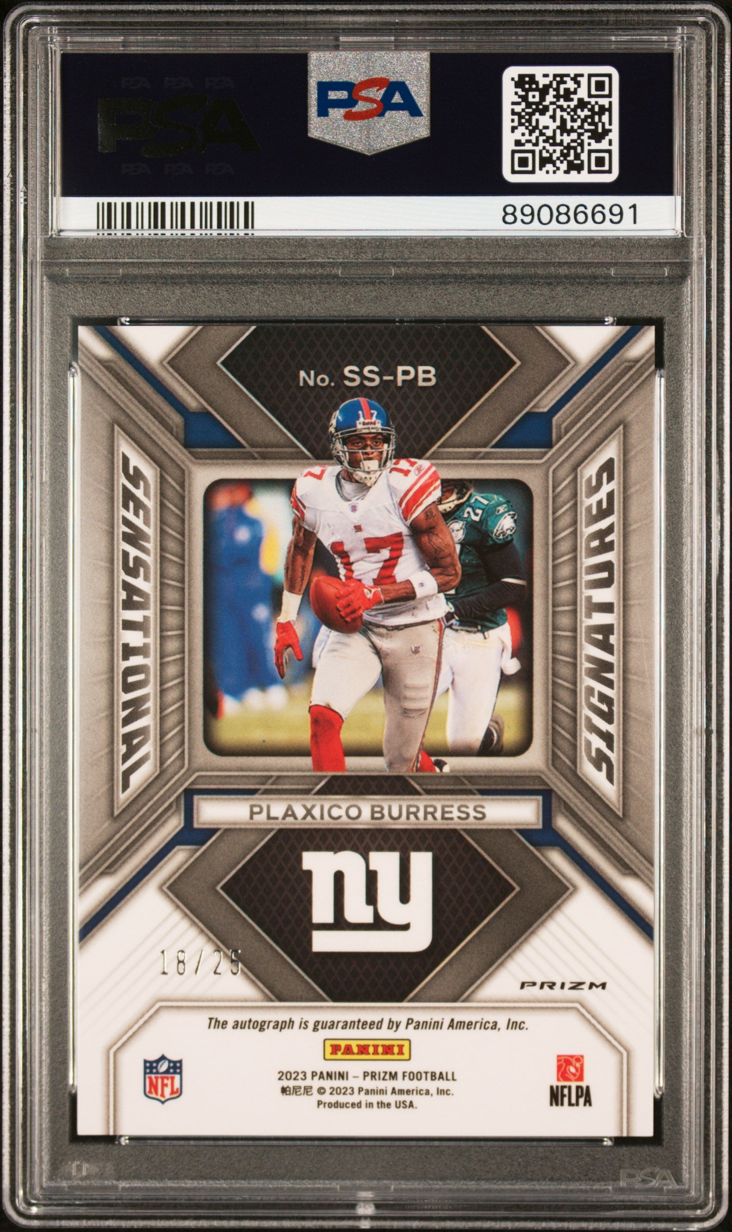 2023 Panini Prizm Sensational Signatures #SSPB Plaxico Burress Navy Camo PSA 10