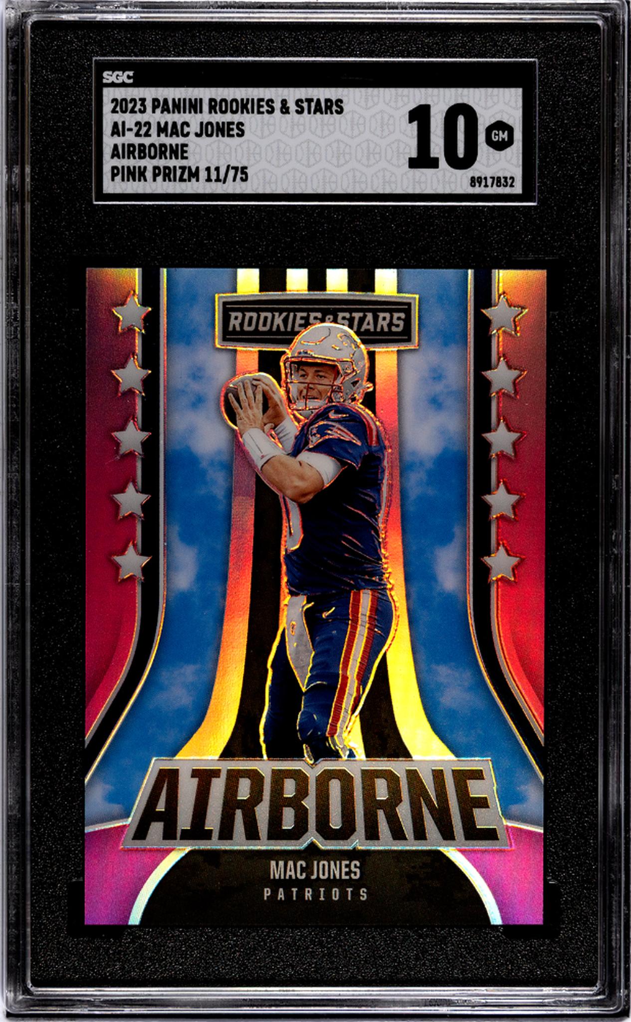 2023 Panini Rookies & Stars Airborne Pink Mac Jones #AI-22 /75 SGC 10