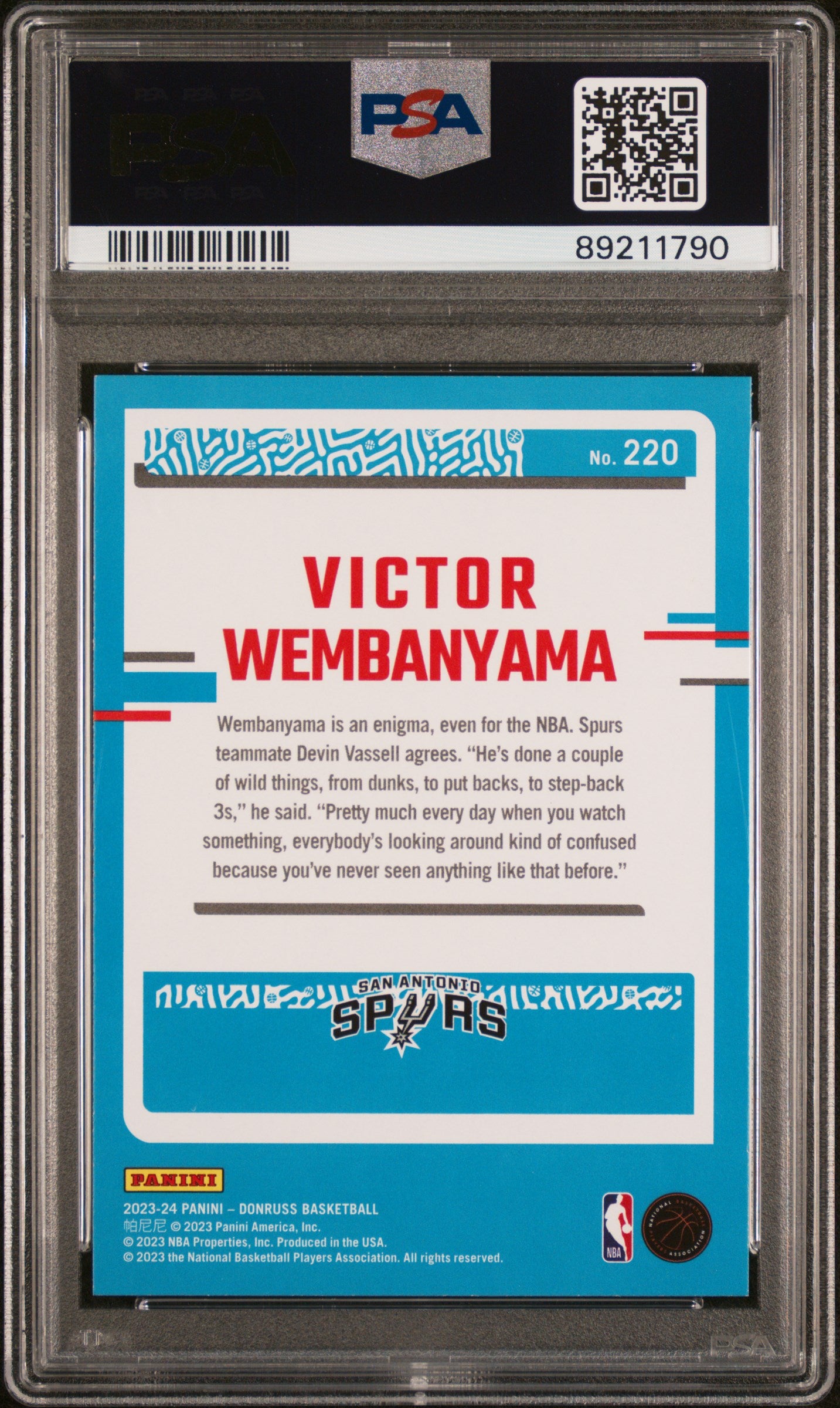 2023 Donruss #220 Victor Wembanyama Press Proof Silver PSA 9