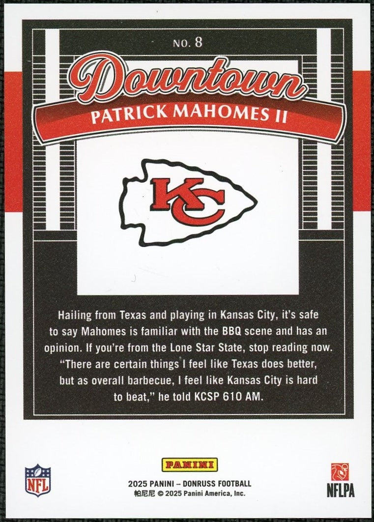 2025 Donruss #8 Patrick Mahomes II Downtown