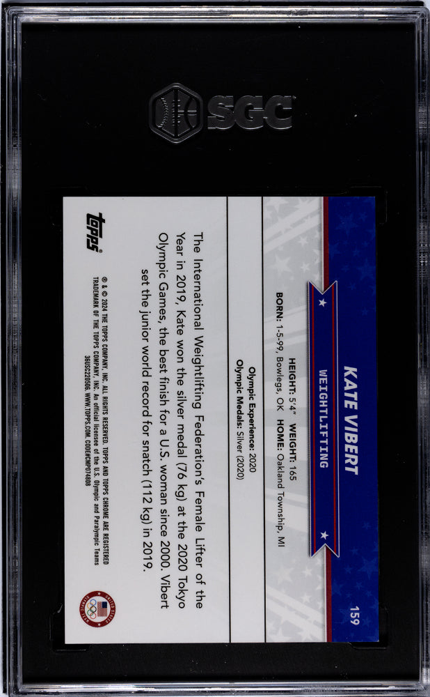 2024 Topps Chrome US Olympics Aqua Refractor Kate Vibert #159 /199 SGC 10