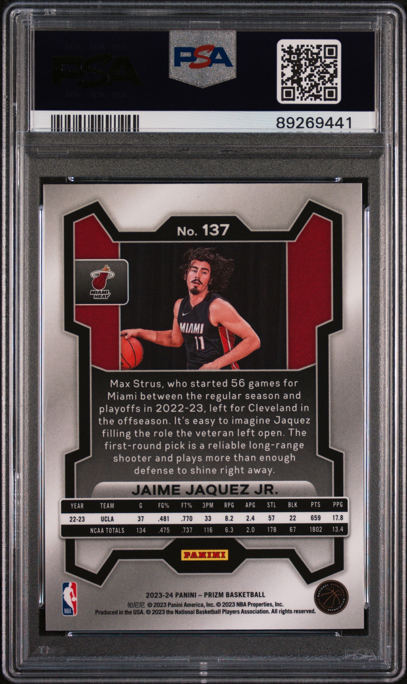 2023 Prizm Jaime Jaquez Jr. #137 RC PSA 10