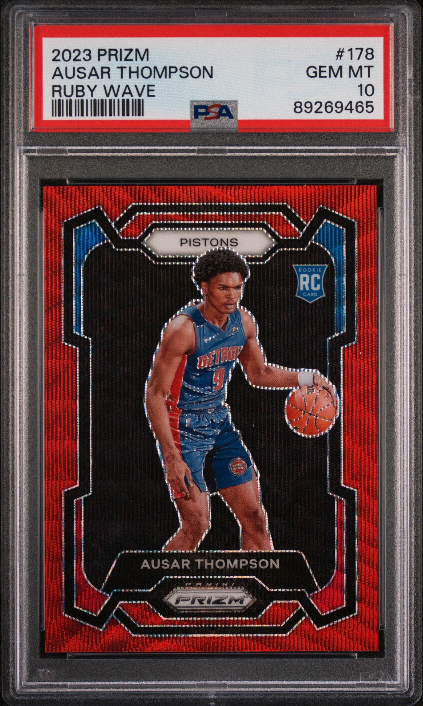 2023 Panini Prizm Ruby Wave Ausar Thompson #178 RC PSA 10