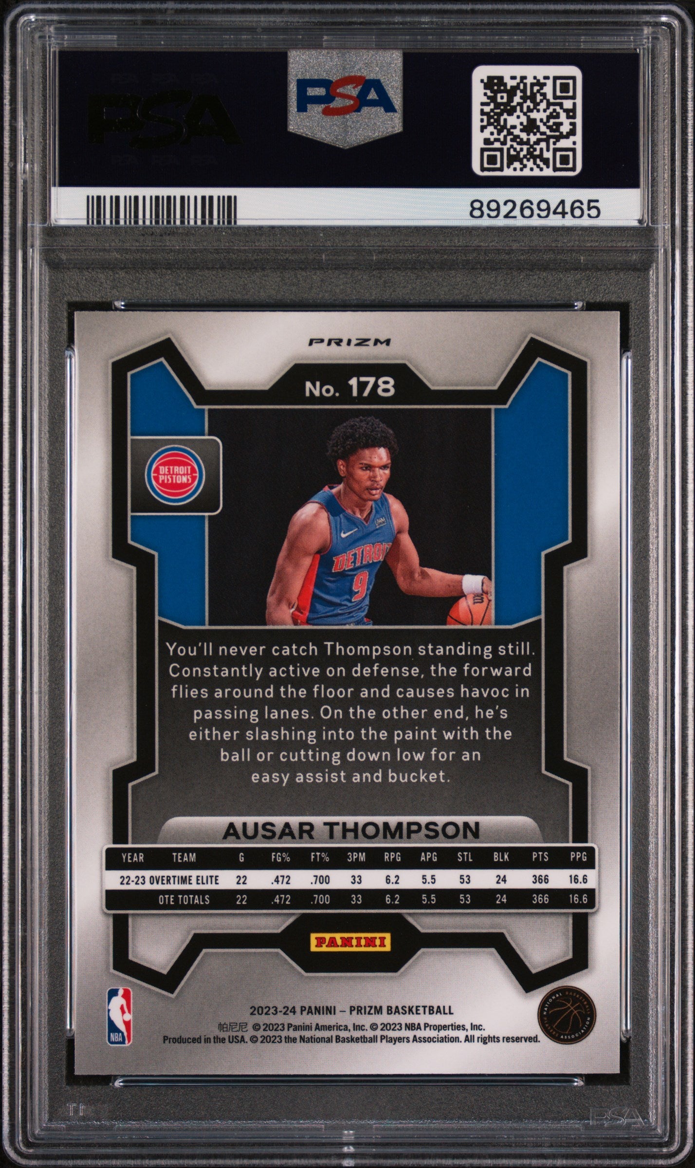 2023 Panini Prizm Ruby Wave Ausar Thompson #178 RC PSA 10