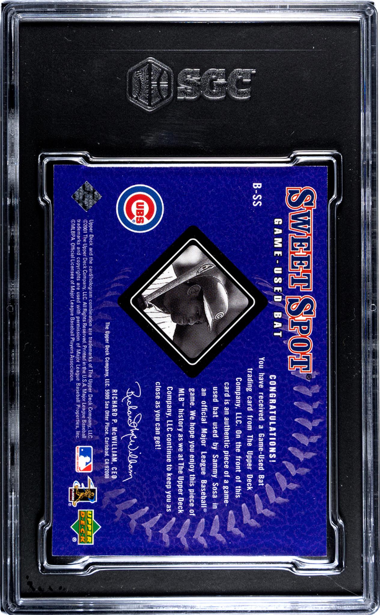 2001 Sweet Spot #B-SS Sammy Sosa Sweet Spot SGC 9