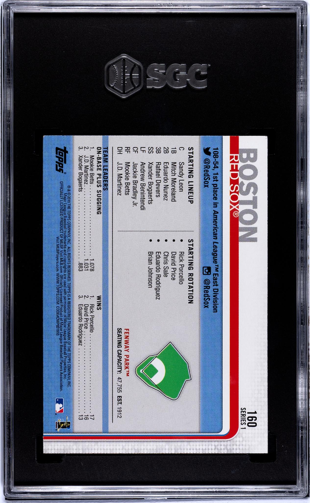 2019 Topps Boston Red Sox #160 SGC 8