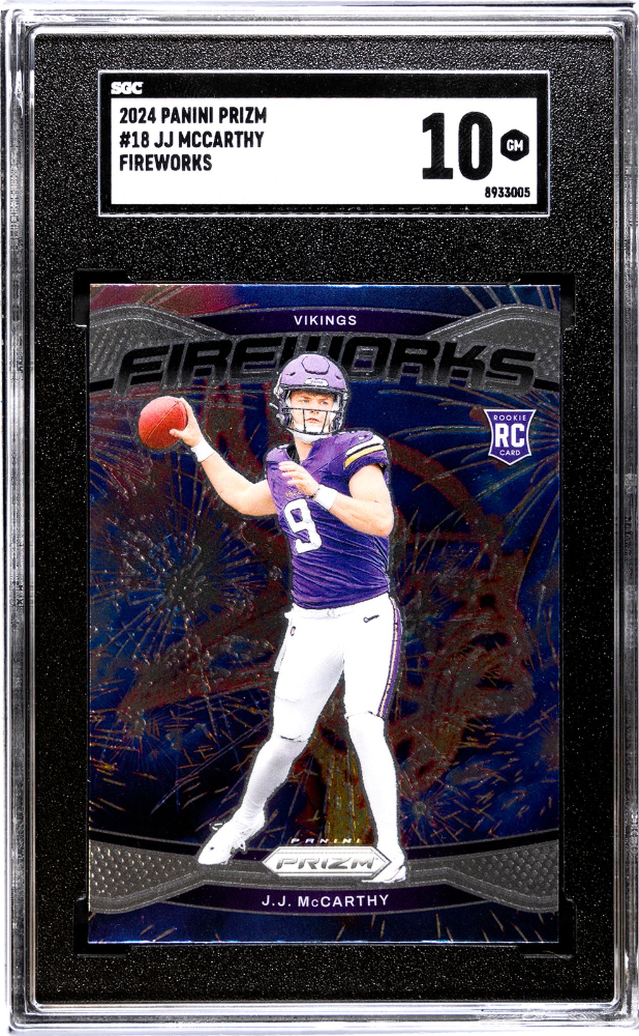 2024 Panini Prizm #18 Jj Mccarthy Fireworks SGC 10