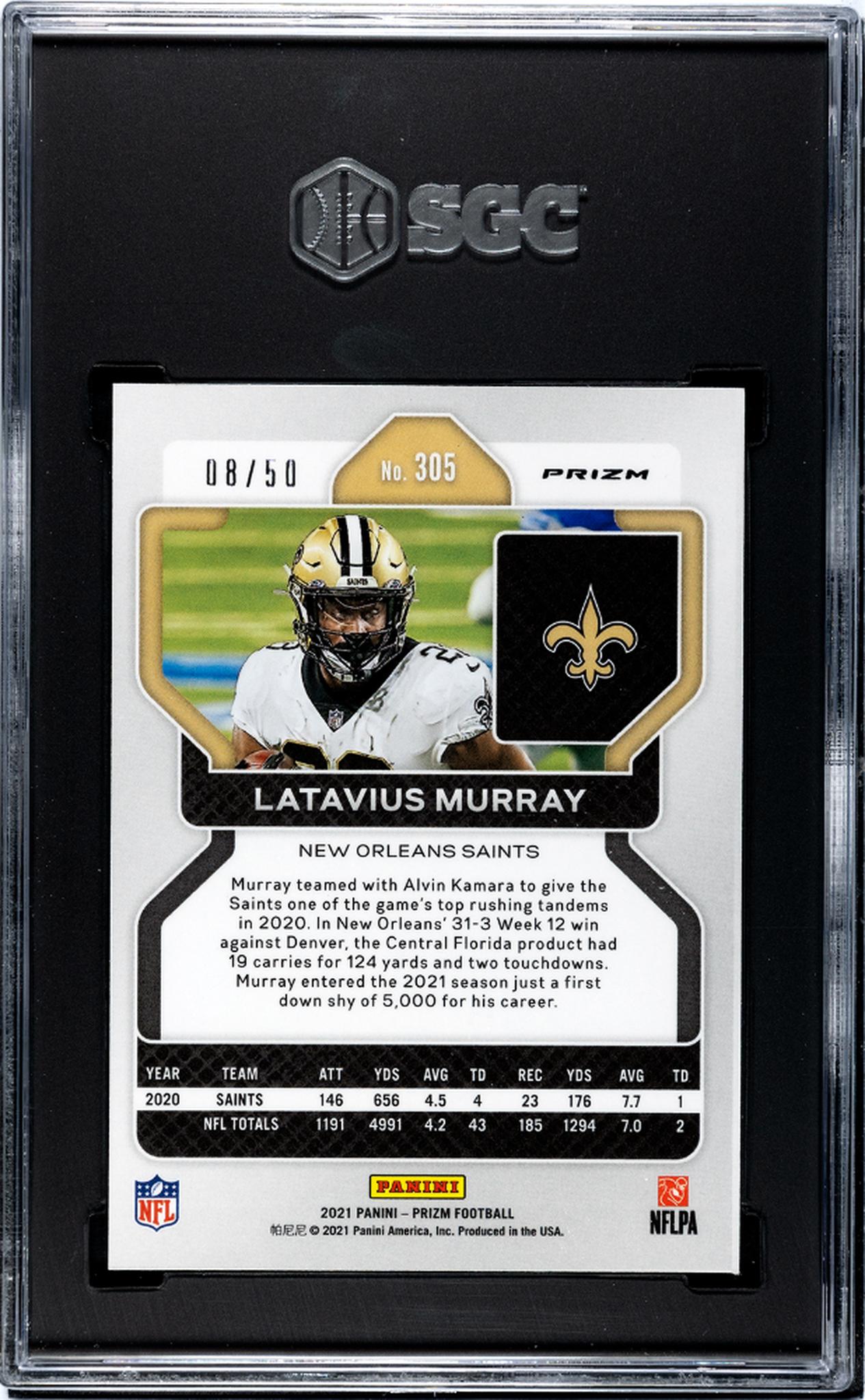 2021 Panini Prizm #305 Latavius Murray Red /50 SGC 9