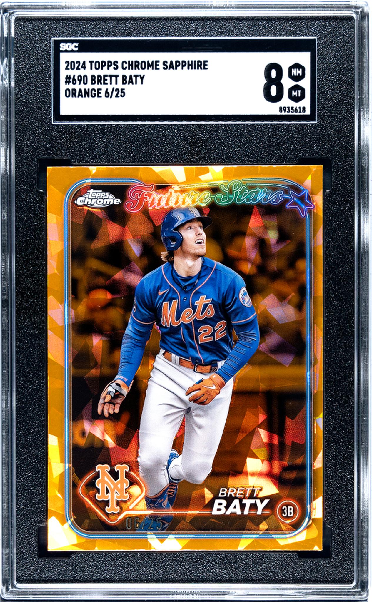 2024 Topps Chrome Sapphire Future Stars Orange /25 #690 Brett Baty SGC 8