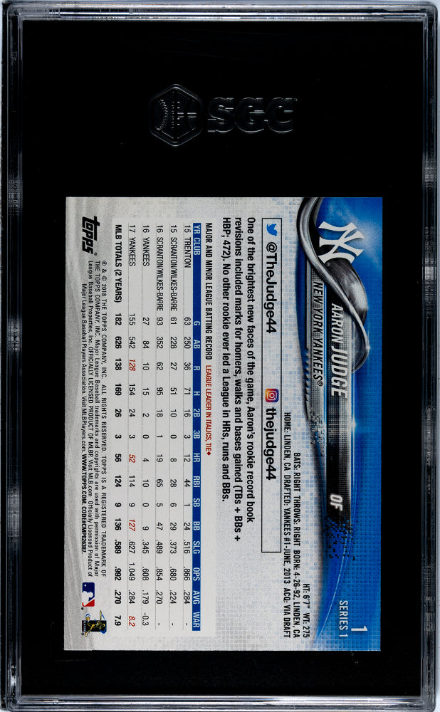 2018 Topps #1 Aaron Judge Future Stars SGC 9.5