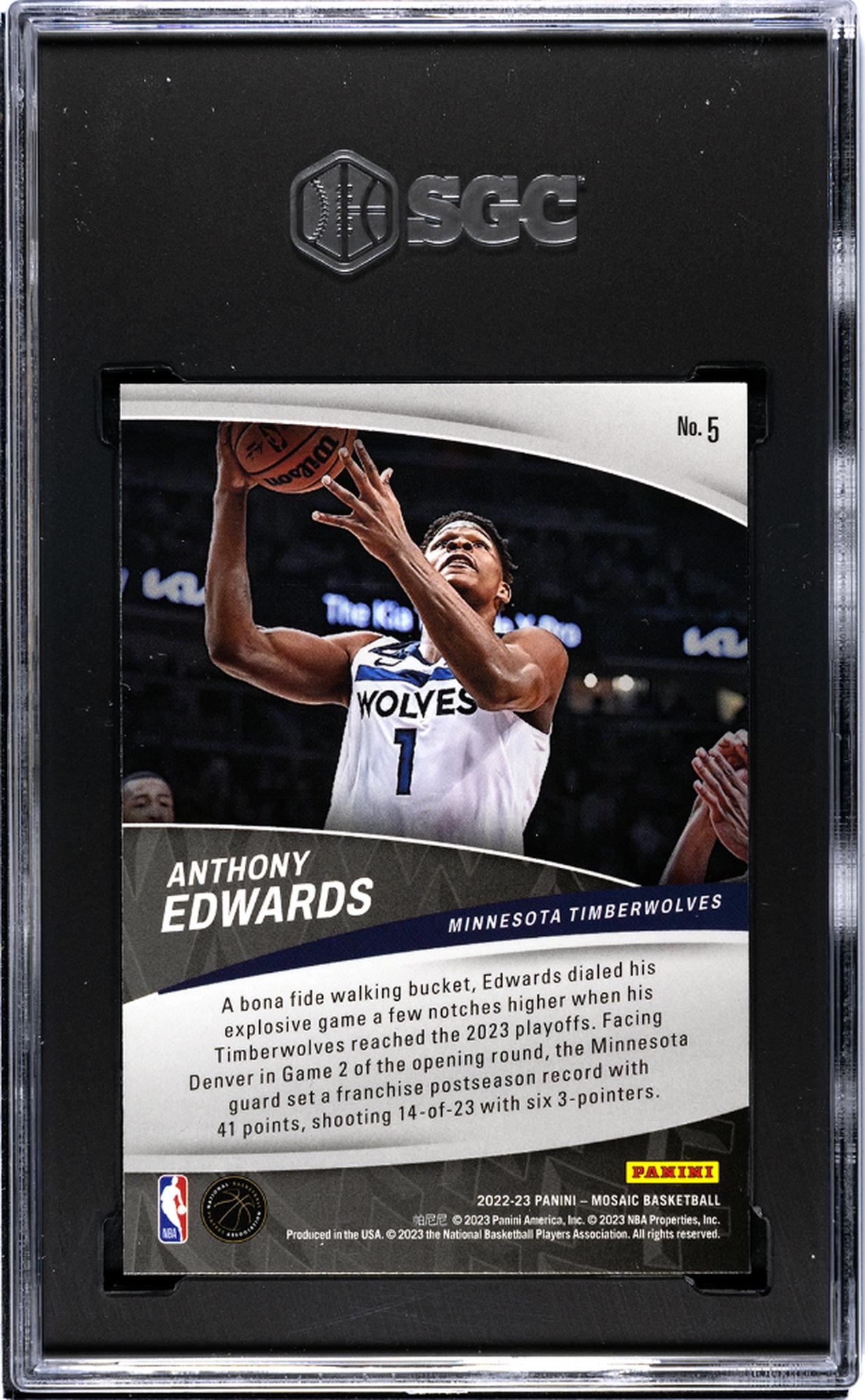 2022-23 Panini Mosaic #5 Anthony Edwards Elevate SGC 9.5