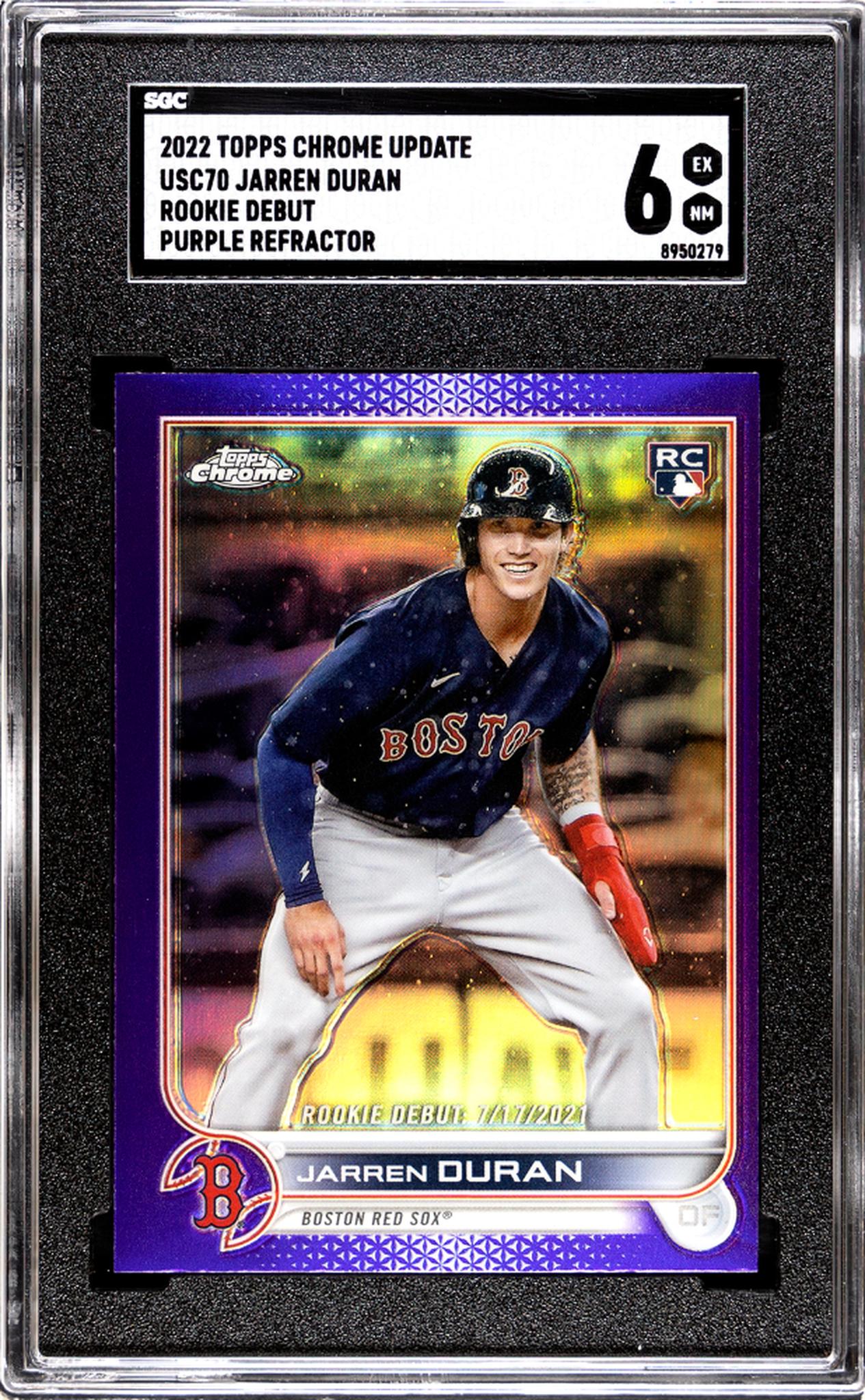 2022 Topps Chrome Update #USC70 Jarren Duran Rookie Debut Purple Refractor SGC 6