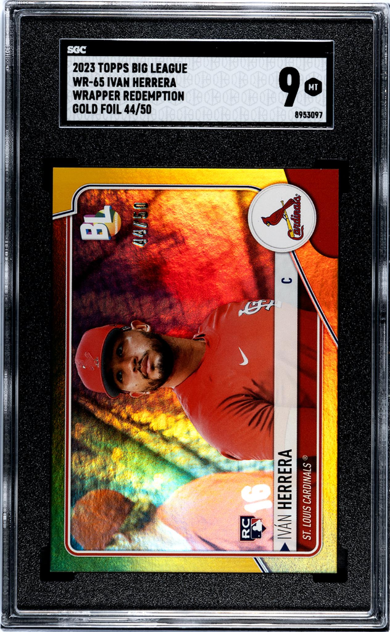 2023 Topps Big League Wrapper Redemp Gold Foil Ivan Herrera #WR-65 RC /50 SGC 9