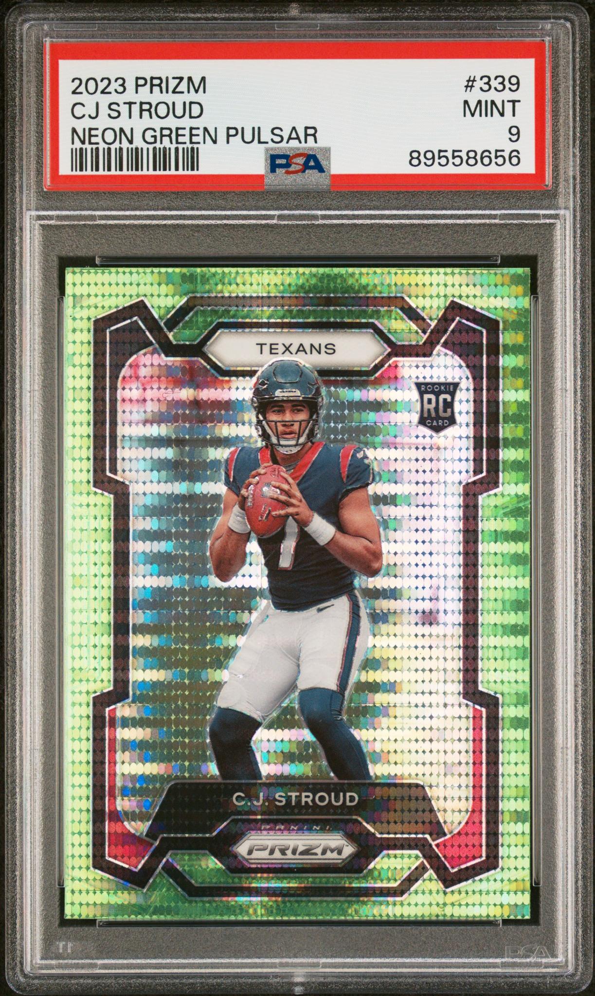 2023 Panini Prizm Neon Green Pulsar C.J. Stroud #339 RC PSA 9