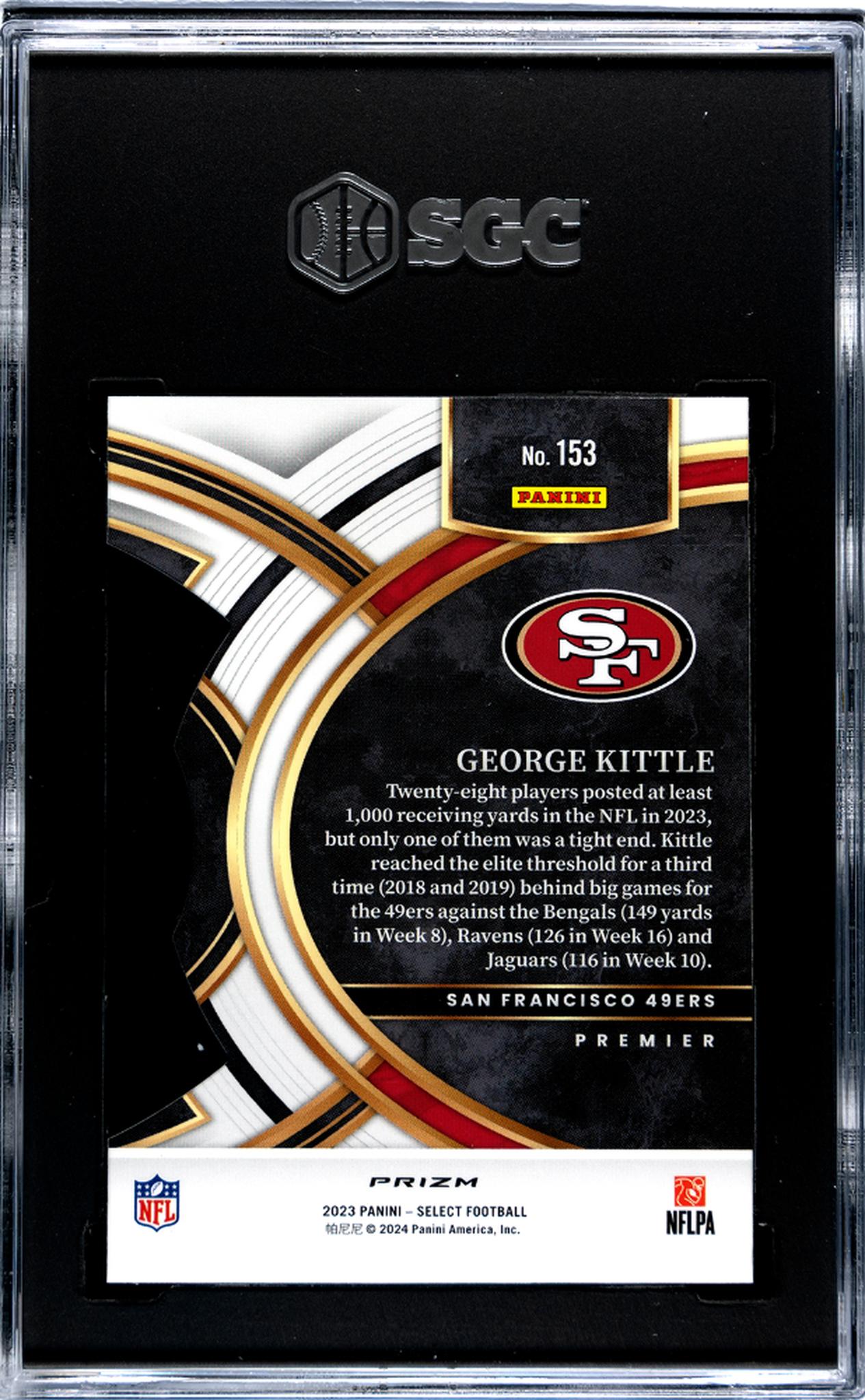 2023 Panini Select #153 George Kittle Black/Green Die-Cut Prizm SGC 9.5