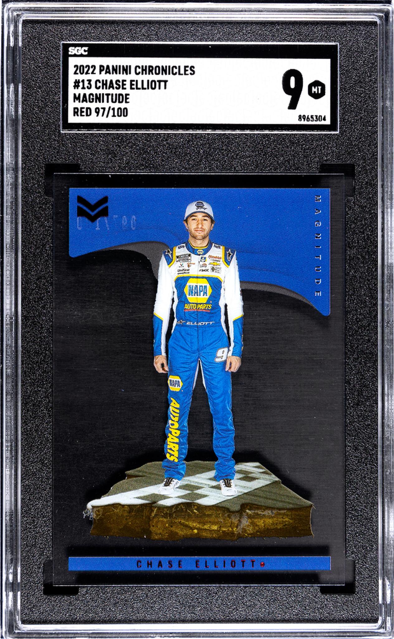 2022 Panini Chronicles #13 Chase Elliott Magnitude Red 97/100 SGC 9