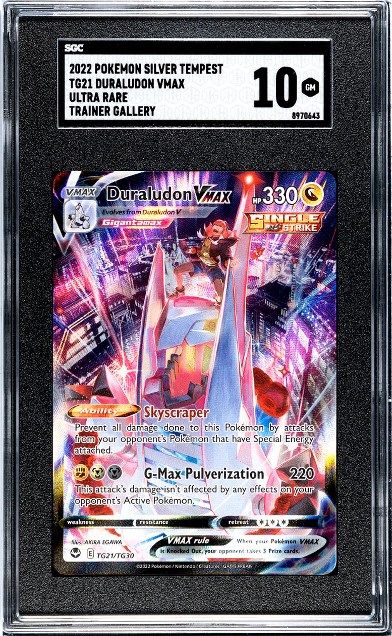 2022 Pokemon Silver Tempest #TG21 Duraludon Vmax Ultra Rare Trainer Gallery SGC 10
