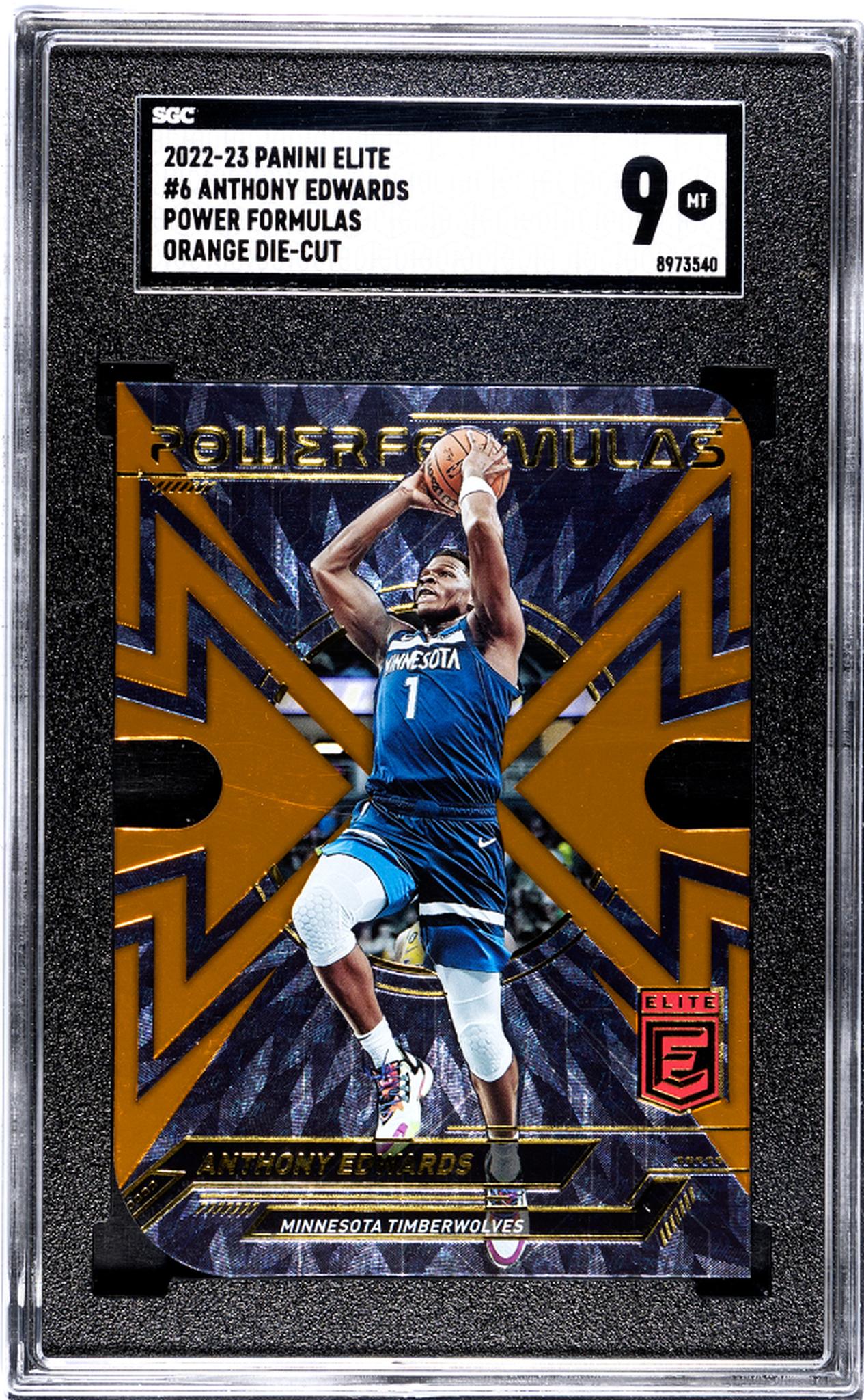 2022-23 Panini Elite #6 Anthony Edwards Power Formulas Orange Die-Cut SGC 9
