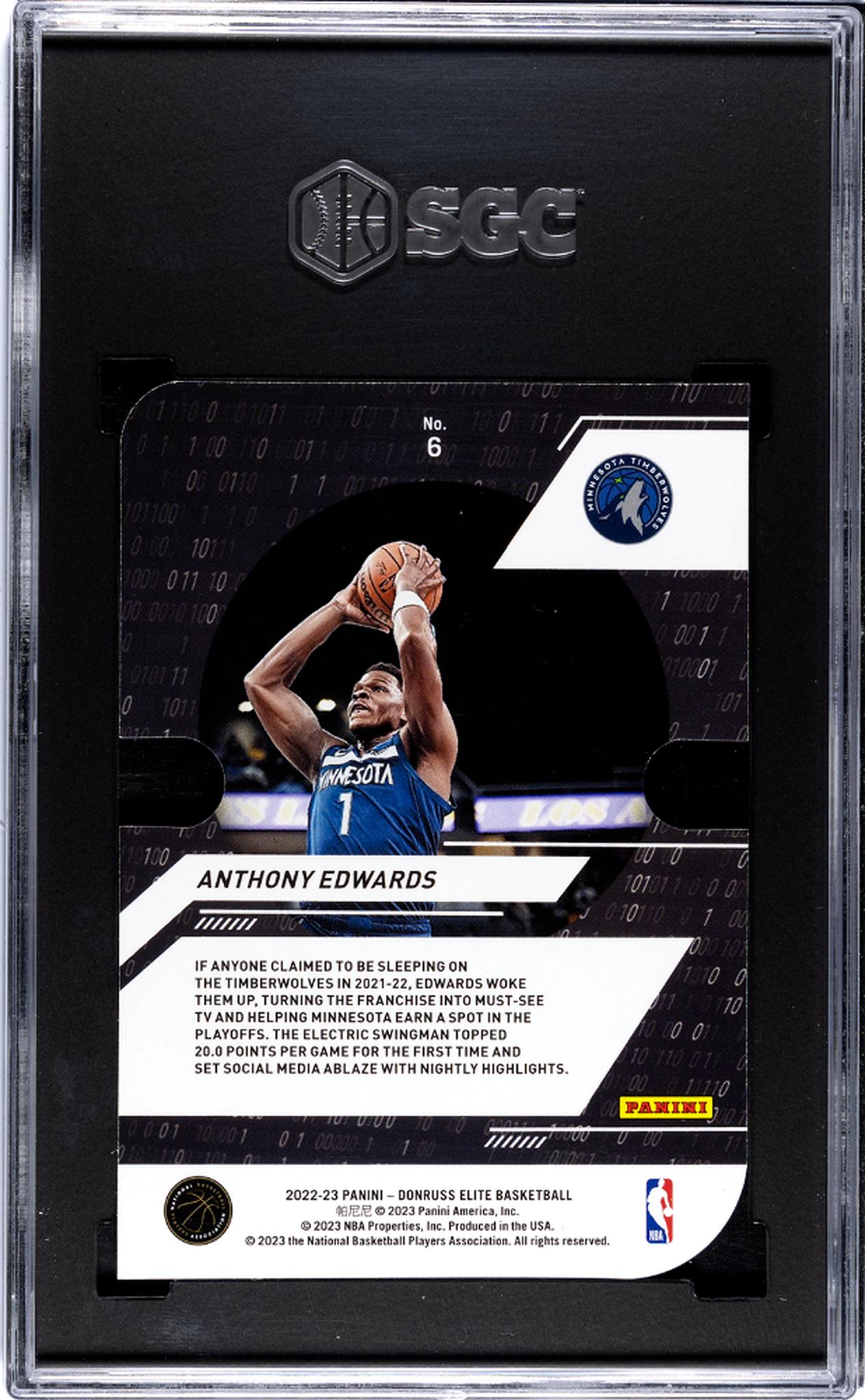 2022-23 Panini Elite #6 Anthony Edwards Power Formulas Orange Die-Cut SGC 9