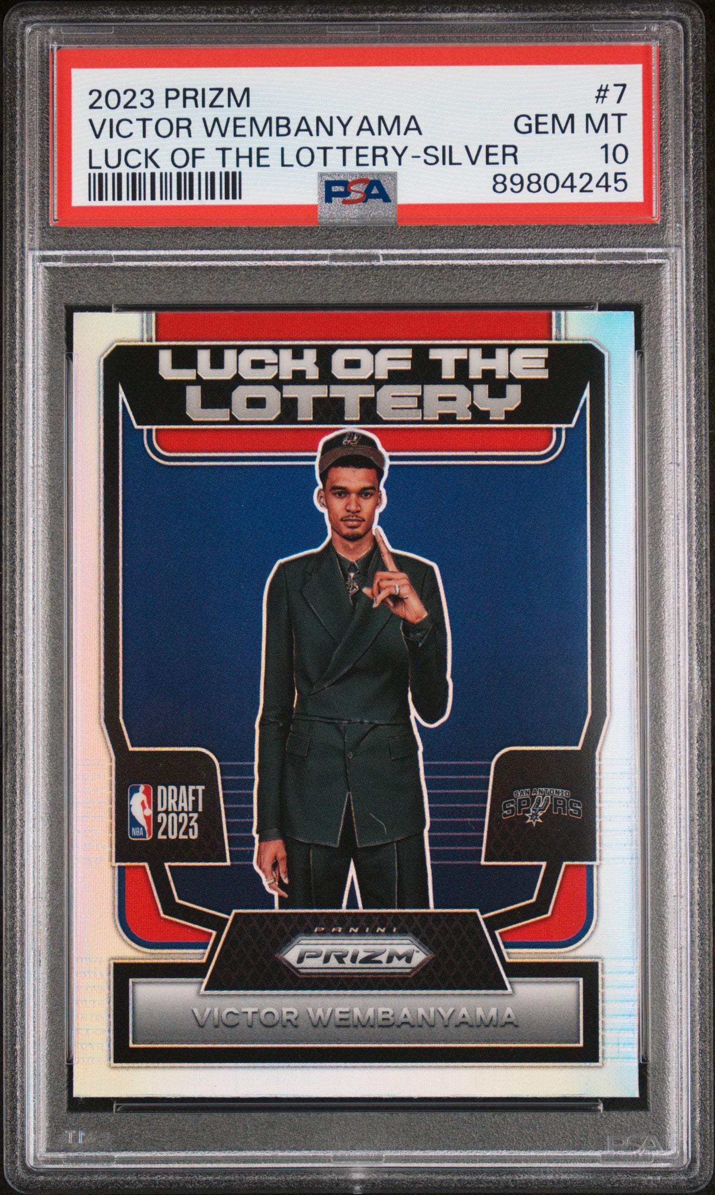 2023 Panini Prizm Luck of the Lottery Silver Prizm Victor Wembanyama #7 PSA 10