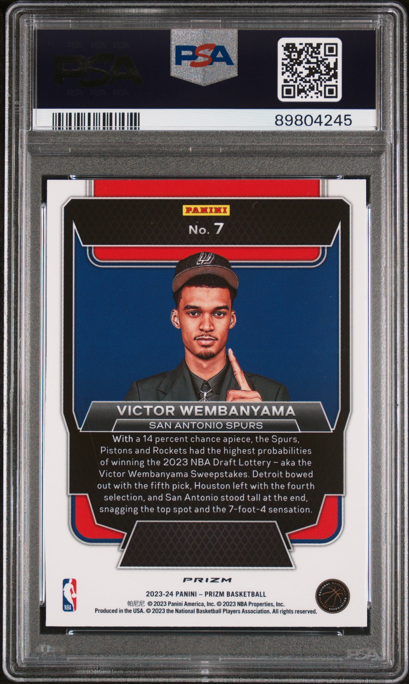 2023 Panini Prizm Luck of the Lottery Silver Prizm Victor Wembanyama #7 PSA 10