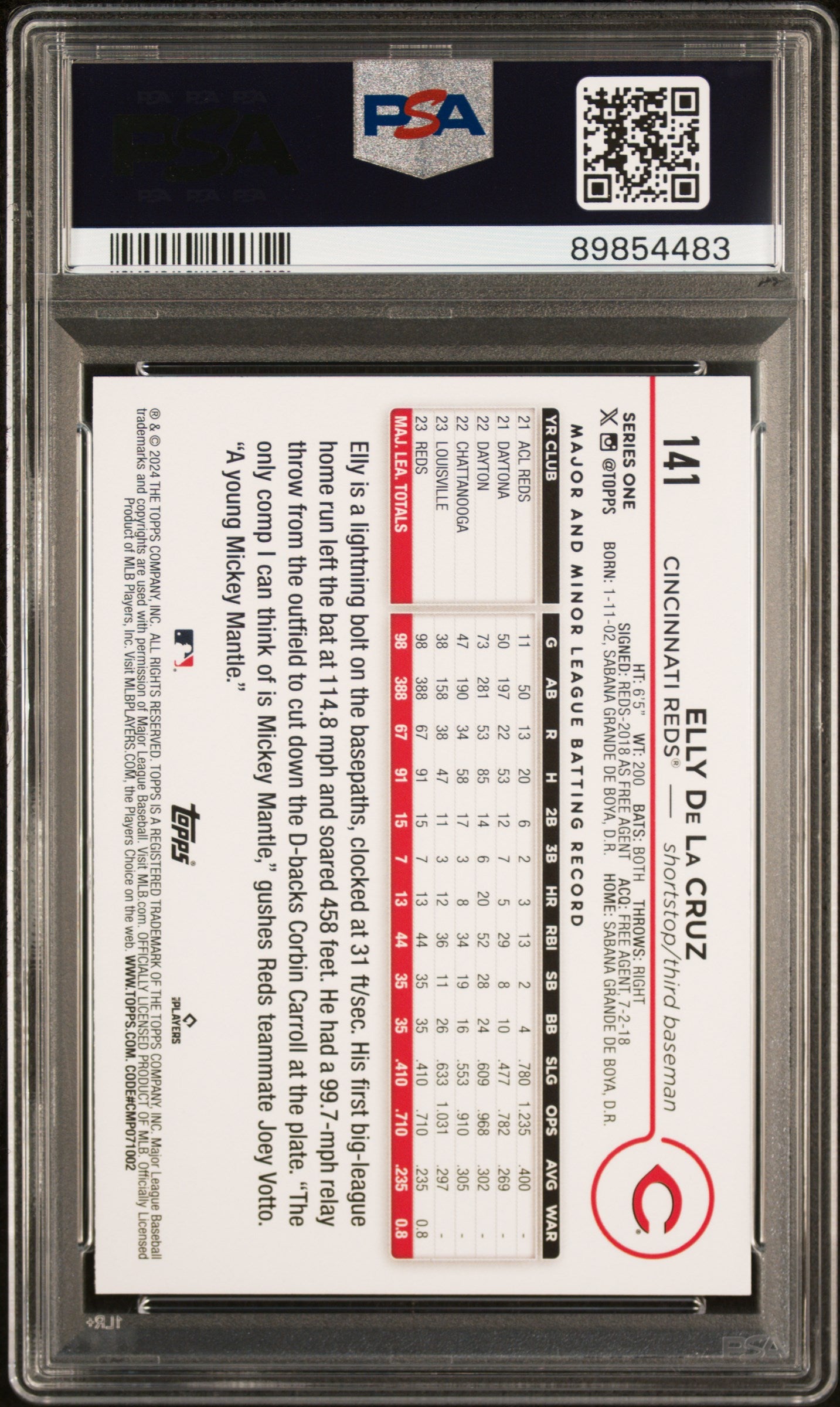 2024 Topps #141 Elly De La Cruz PSA 10
