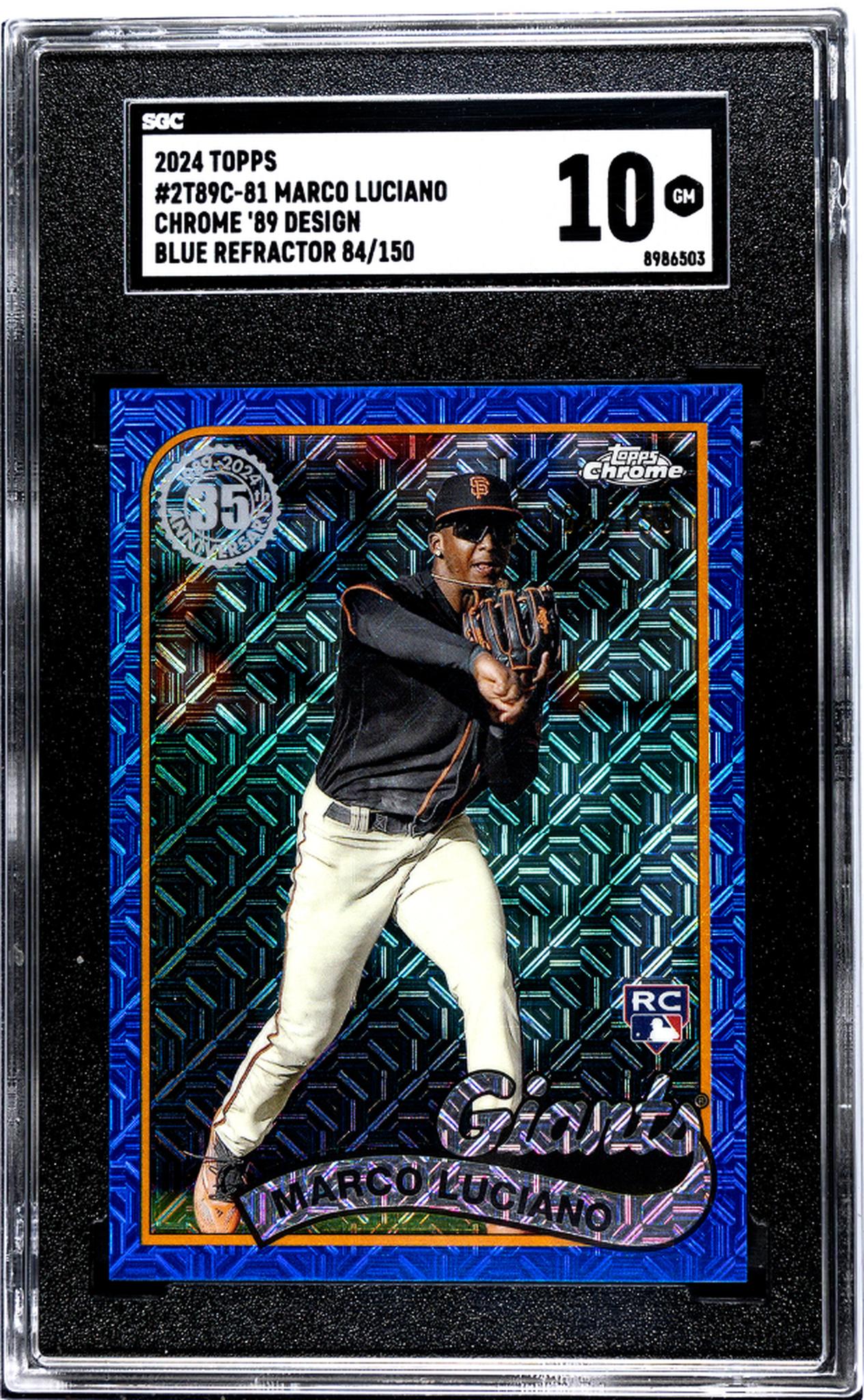 2024 Topps Chrome '89 Blue Refractor Marco Luciano #2T89C-81 RC /150 SGC 10