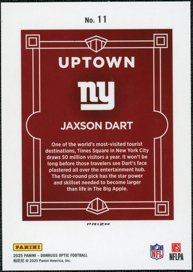 2025 Donruss Optic 11 Jaxson Dart Prizm