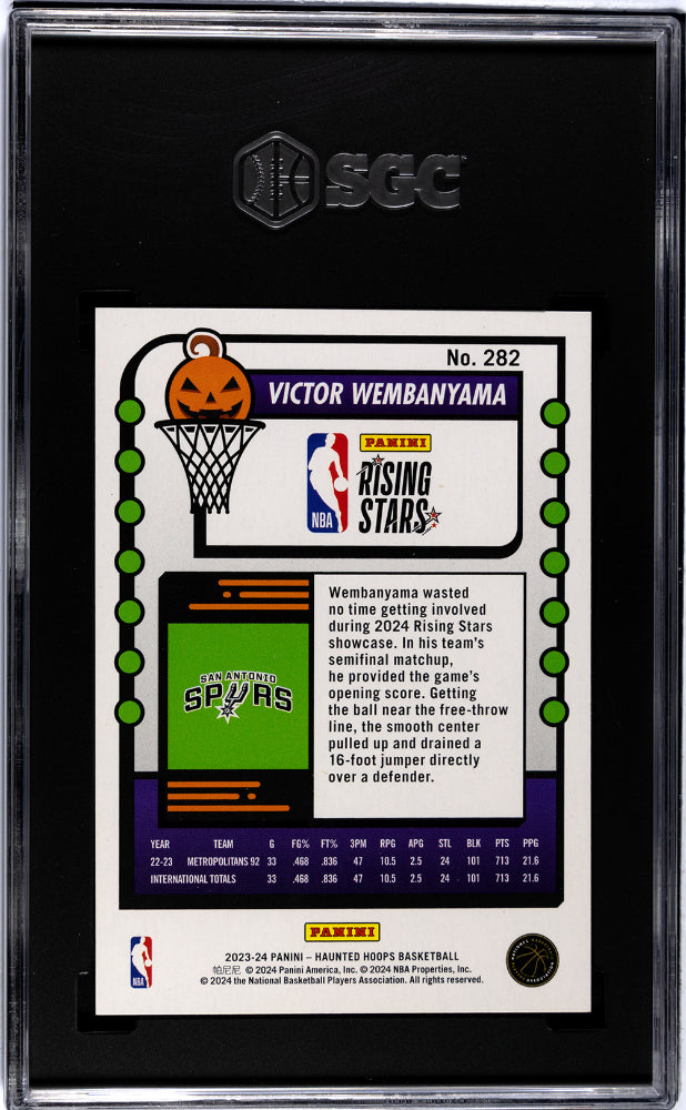 2023-24 Panini Haunted Hoops #282 Victor Wembanyama Slime SGC 9.5