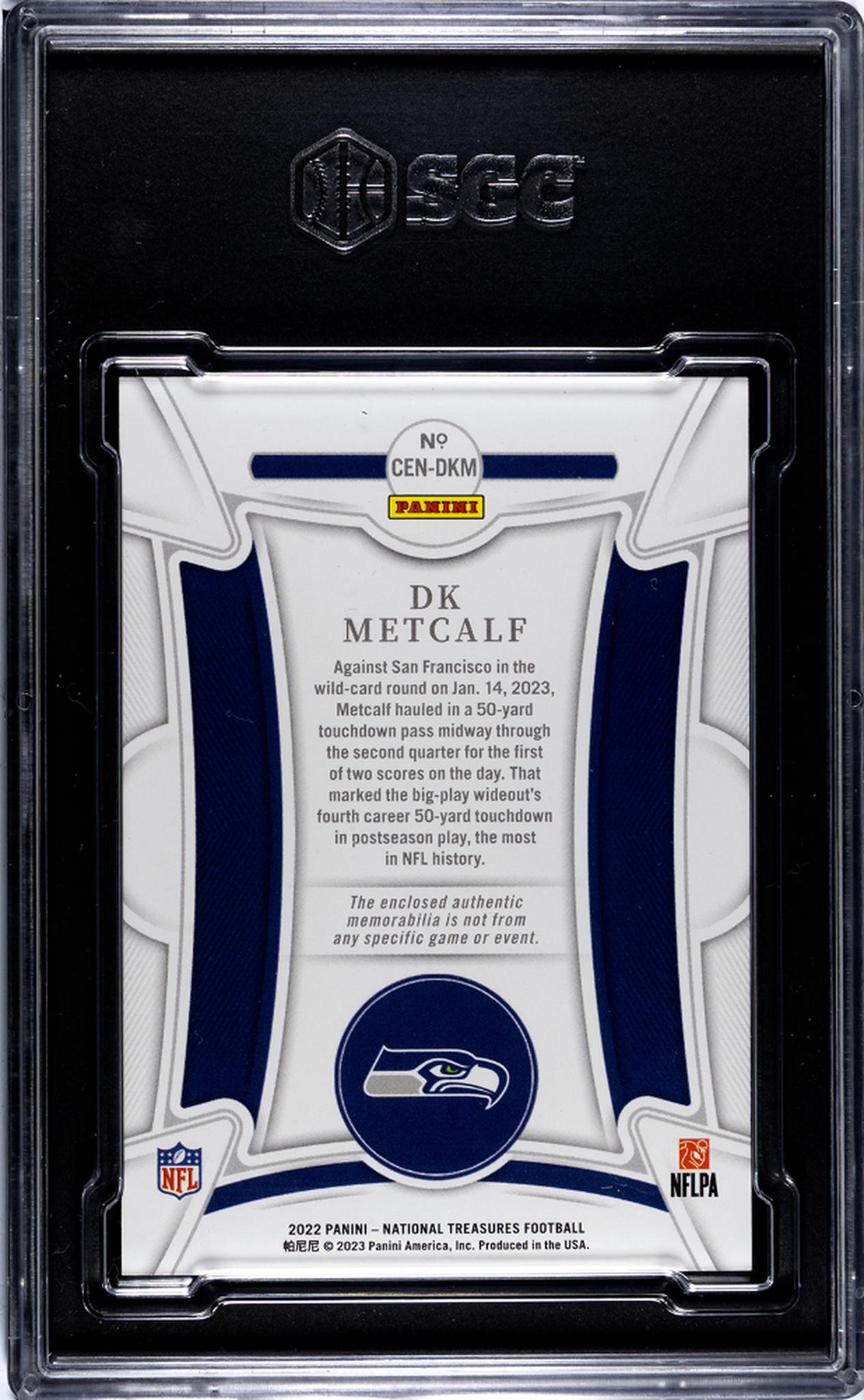 2022 Panini National Treasures #CEN-DKM Dk Metcalf Century Mat. Gold /49 SGC 9.5