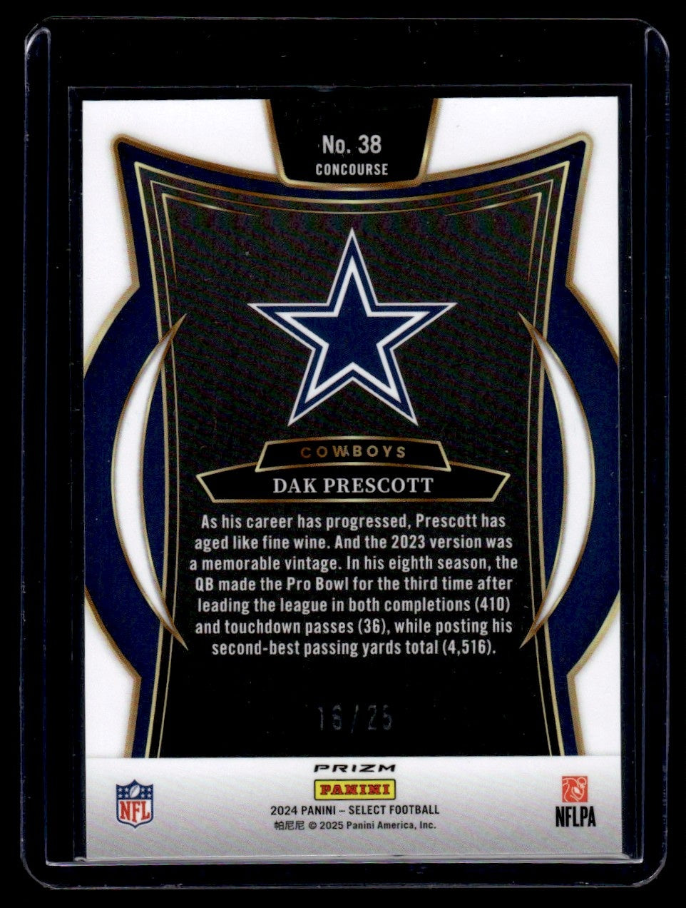 2024 Panini Select Concourse Tie-Dye Prizm Dak Prescott #38 /25