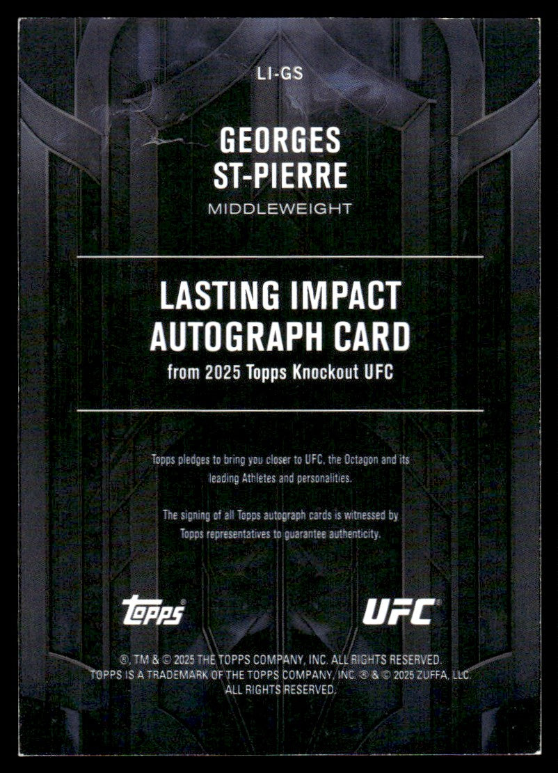 2025 Topps Knockout LI-GS Georges St-Pierre Lasting Impact /99 Auto