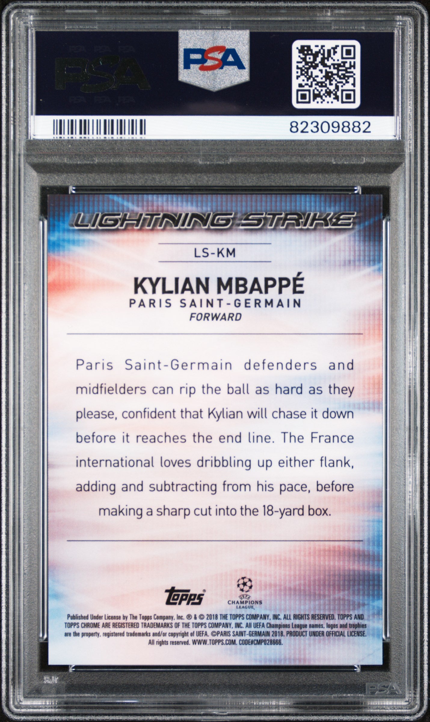 2017 Topps Chrome UEFA Champions League Kylian Mbappe Lightning Strike PSA 10