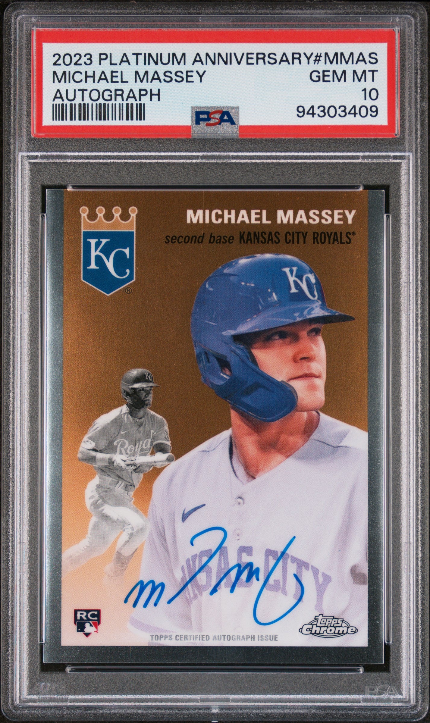 2023 Topps Chrome Platinum Anniversary Auto Michael Massey Rookie RC PSA 10