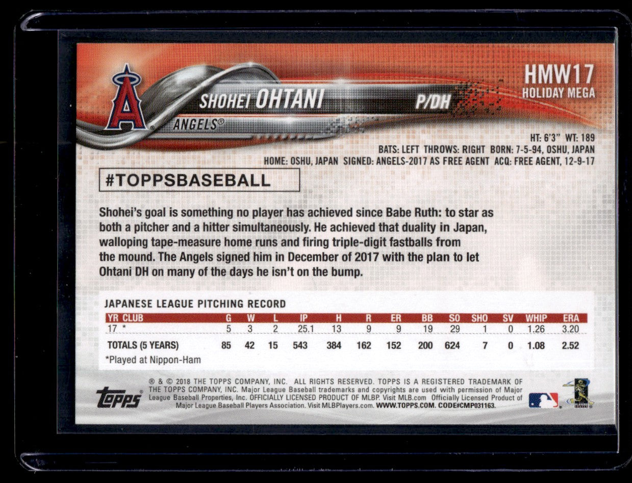 2018 Topps HMW17 Shohei Ohtani Holiday Mega Rookie Angels