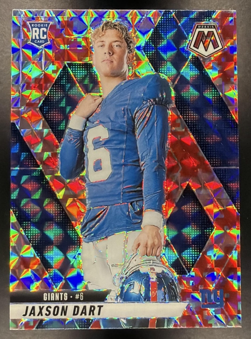 2025 Panini Mosaic Jaxson Dart #288 Rookie Variation Camo Red Prizm RC Giants