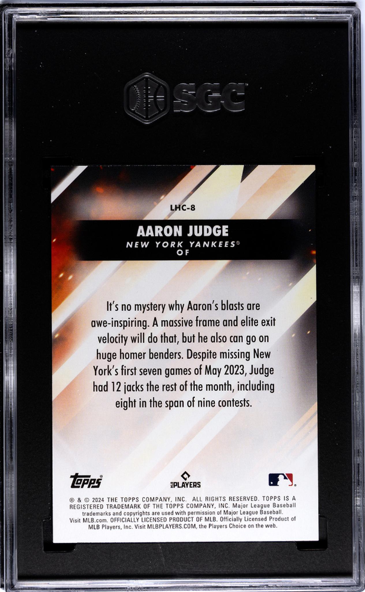 2024 Topps Update #LHC-8 Aaron Judge Let Him Cook Blue SGC 9.5