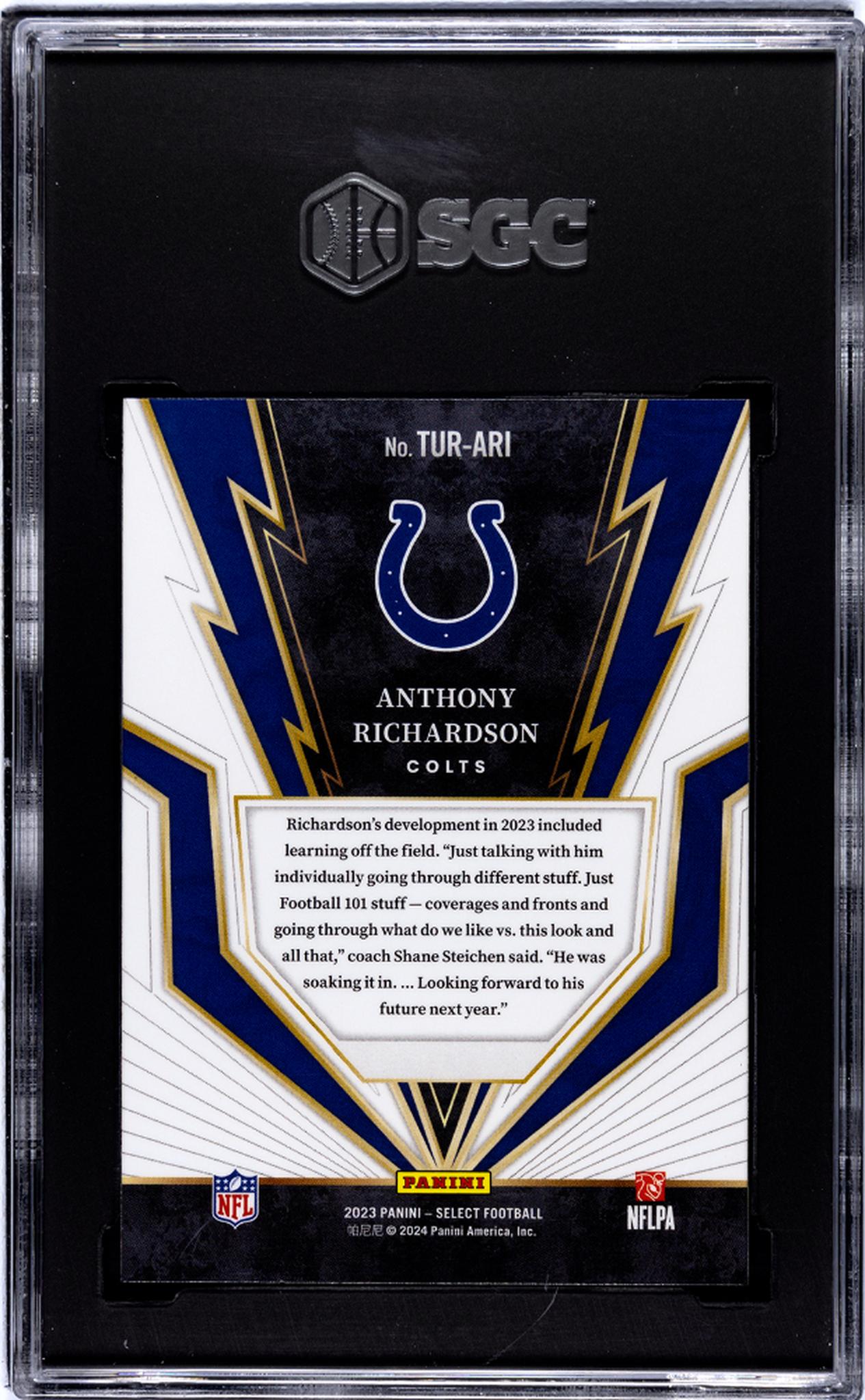 2023 Panini Select #TUR-ARI Anthony Richardson Turbocharged SGC 9.5