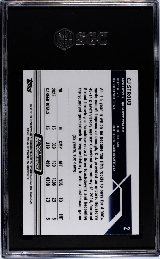2023 Topps Composite #2 Cj Stroud Chrome SGC 10