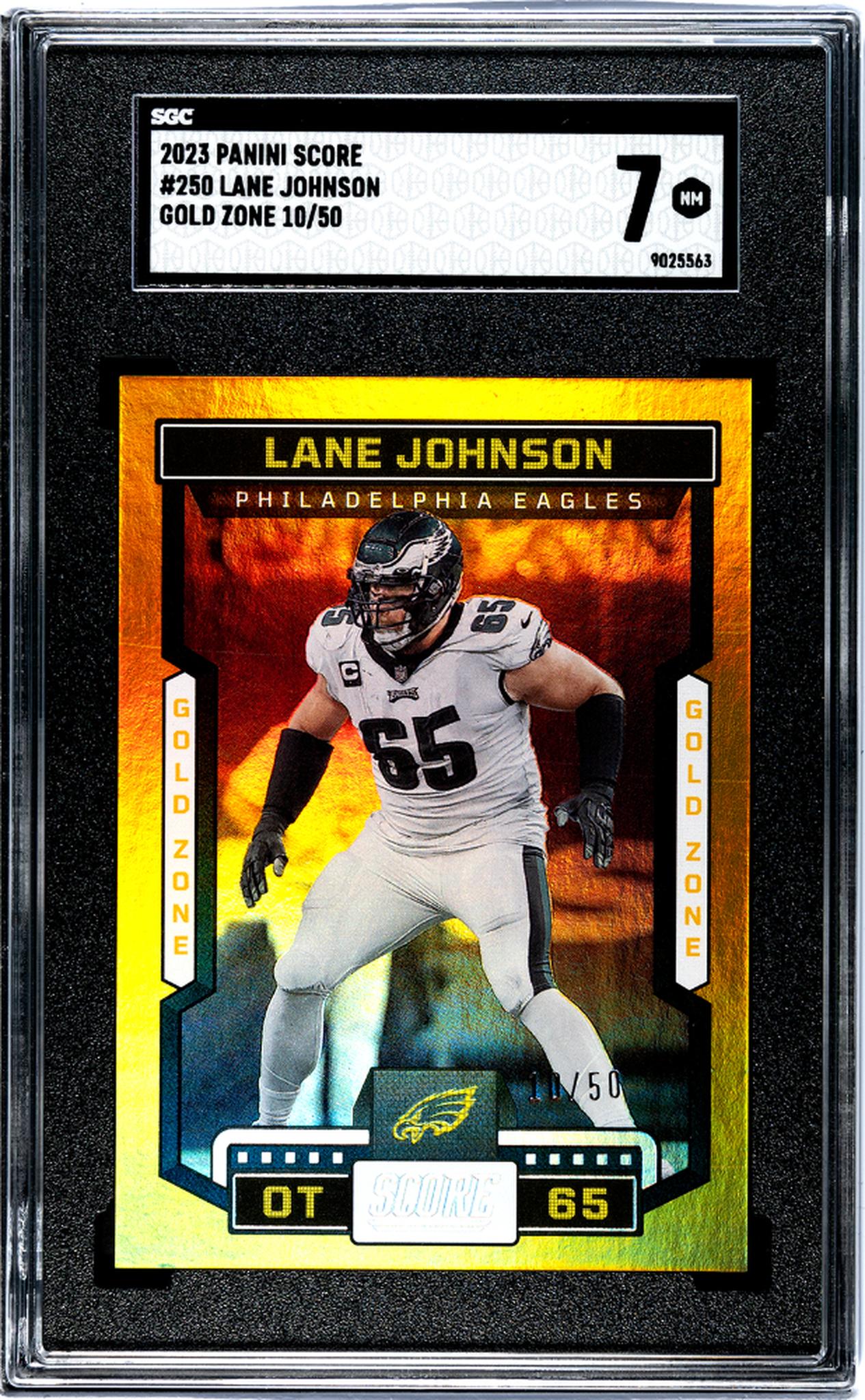 2023 Panini Score #250 Lane Johnson Gold Zone 10/50 SGC 7