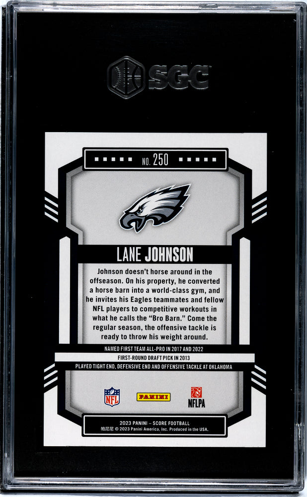 2023 Panini Score #250 Lane Johnson Gold Zone 10/50 SGC 7